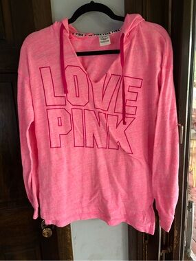 Victoria's Secret PINK Neon Pink Hoodie "LOVE PINK"